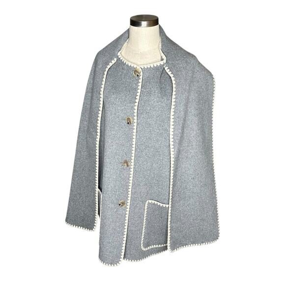 QUINCE Double Faced Merino Wool Scarf Coat Heather Grey Women's Size XL Neutral - Picture 2 of 11